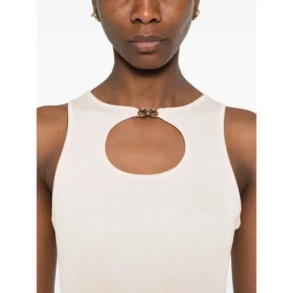 Twin Set Women Ribbed Tank Top With `Infinity` Logo